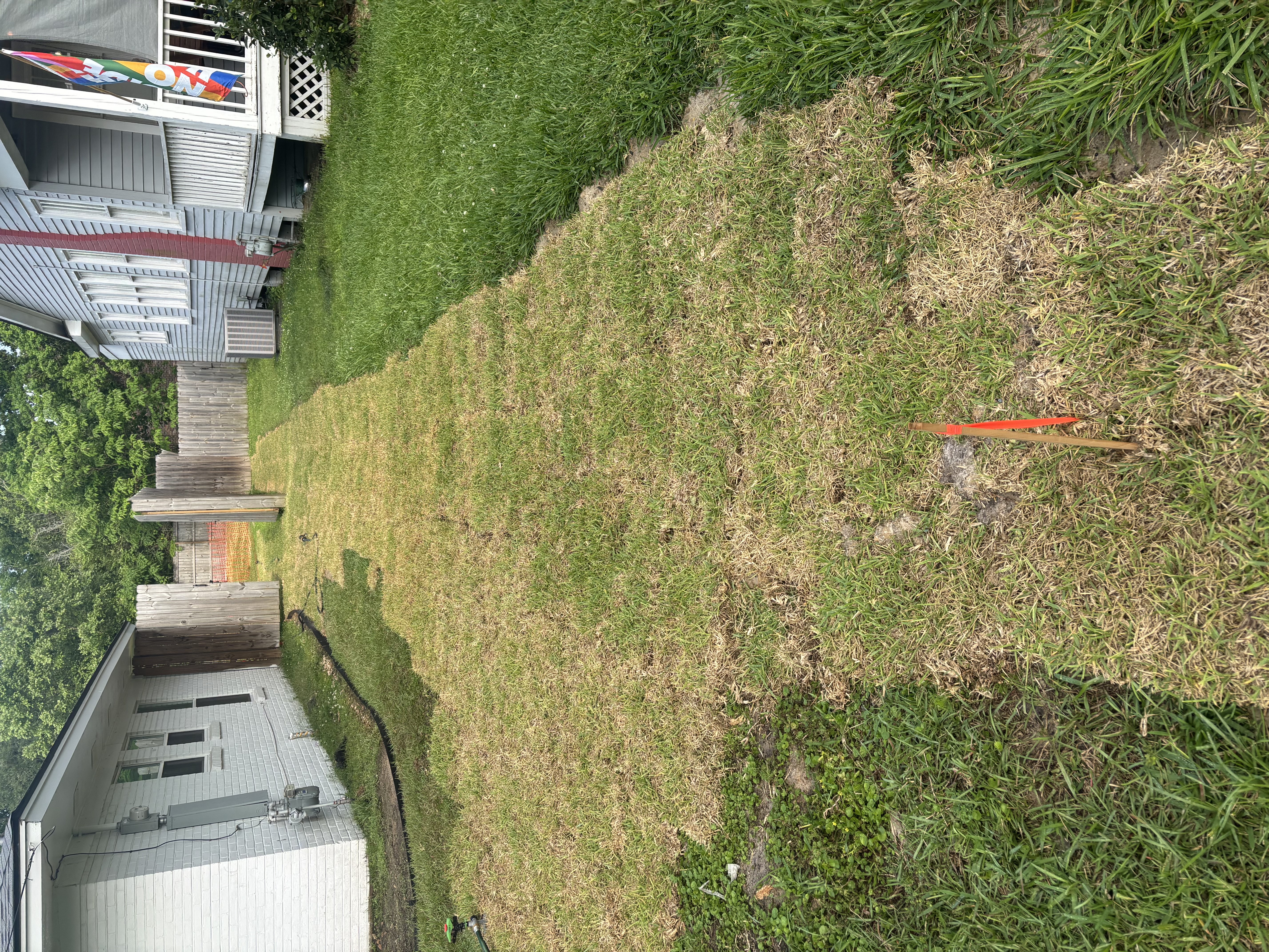 Finished closed French drain with sod grown over - invisible surface in Baton Rouge